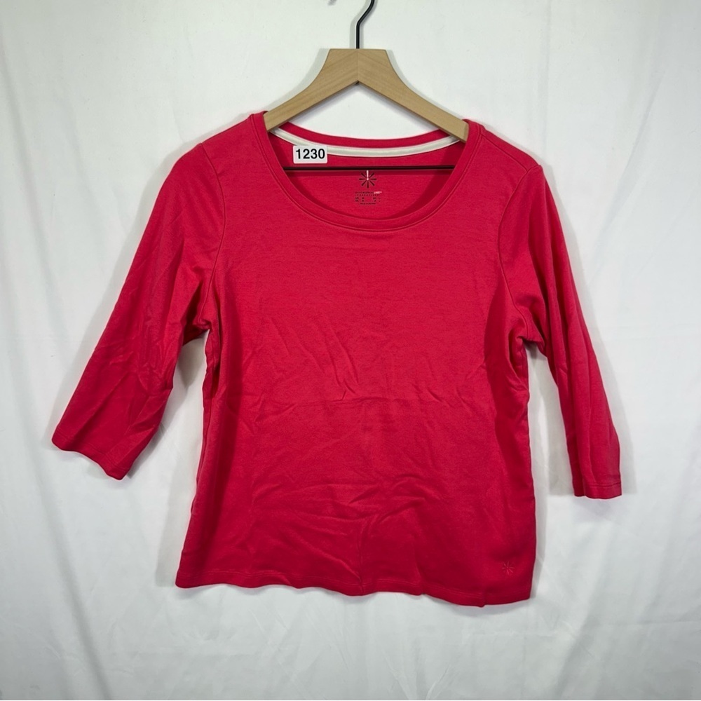 Isaac Mizrahi Live Essentials Pink Scoop Neck Top 3/4 Sleeve Size M